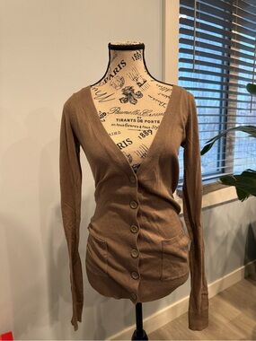 BDG Brown V-Neck Button Front Cardigan